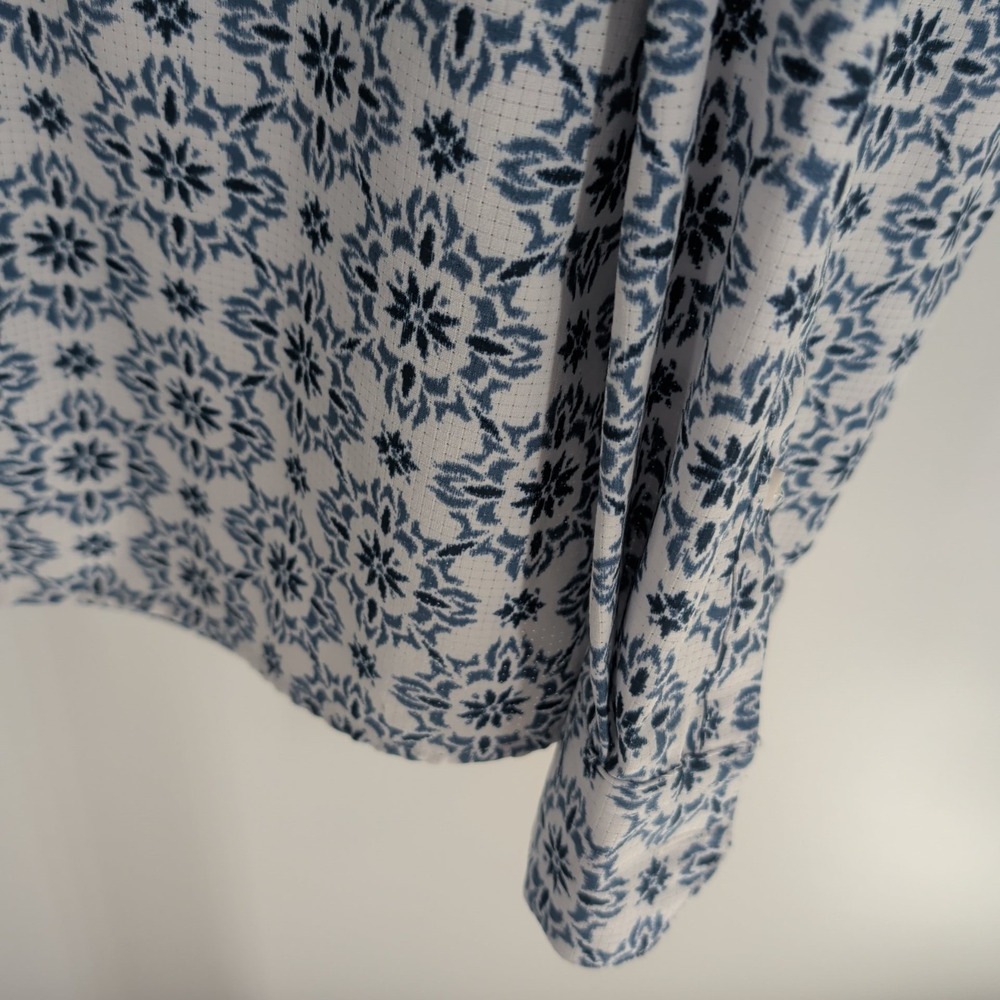 APT 9 Mosaic Pattern Performance Slim Fit Button Up Shirt Blue White Size L - Picture 4 of 8